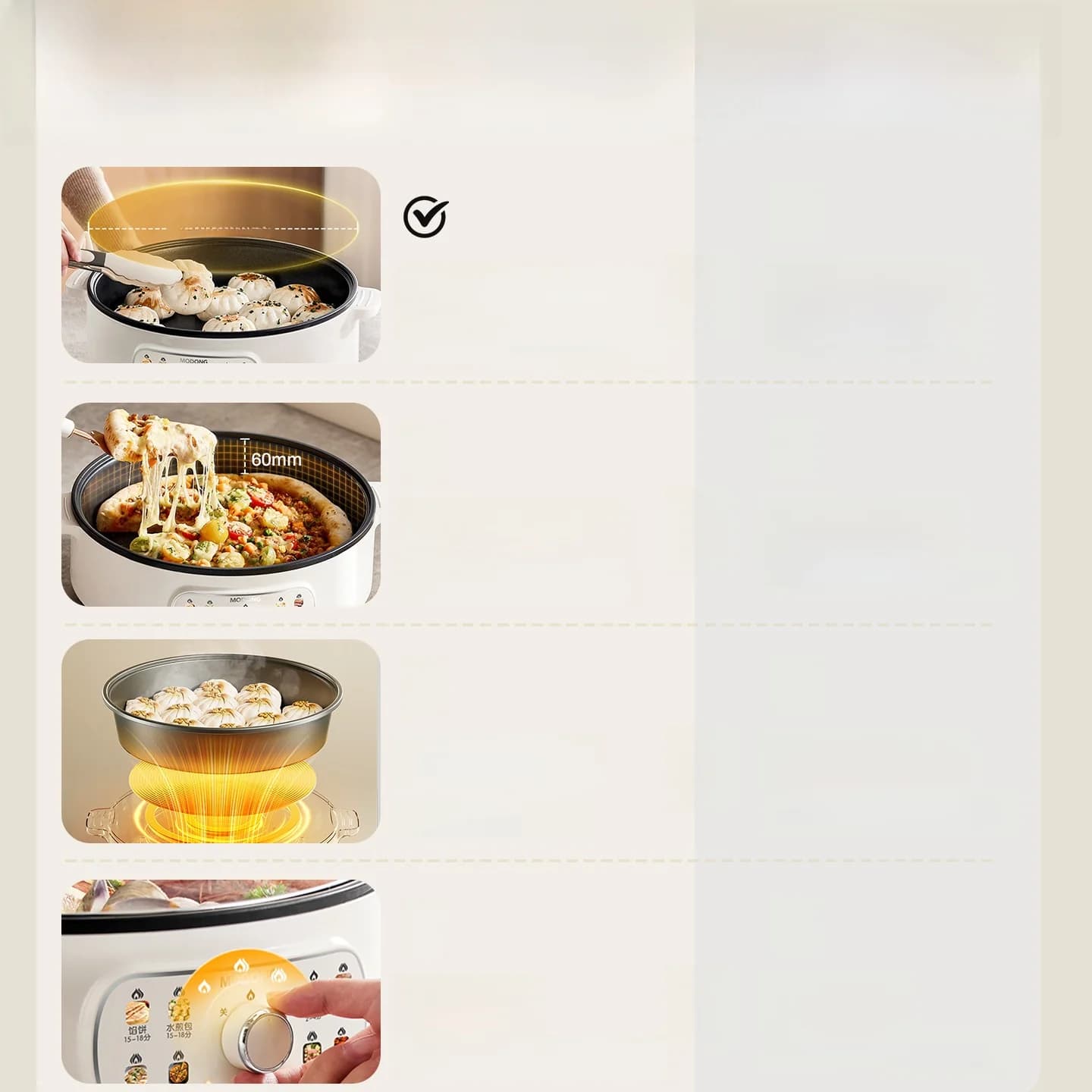 מחבת גריל חשמלית עם מכסה 1800W 3 מצבי חום Non-Stick
