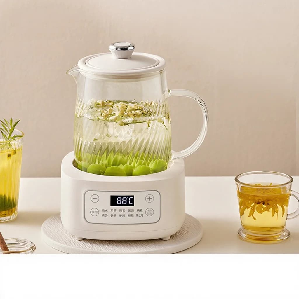 קומקום בריאות חשמלי מזכוכית 1-1.5L עם מגע להכנת תה