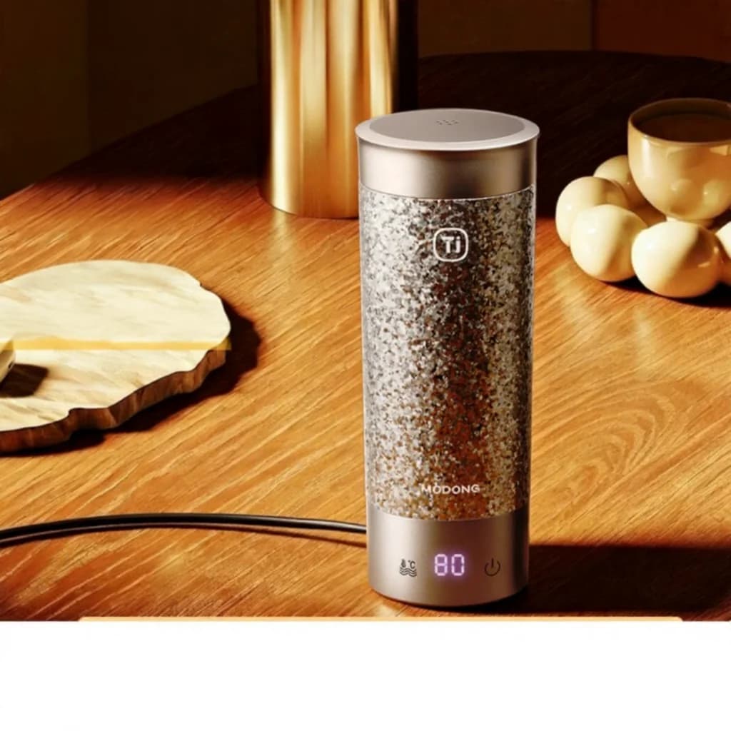 כוס חימום חשמלית טיטניום ניידת 350ml מארז מתנה