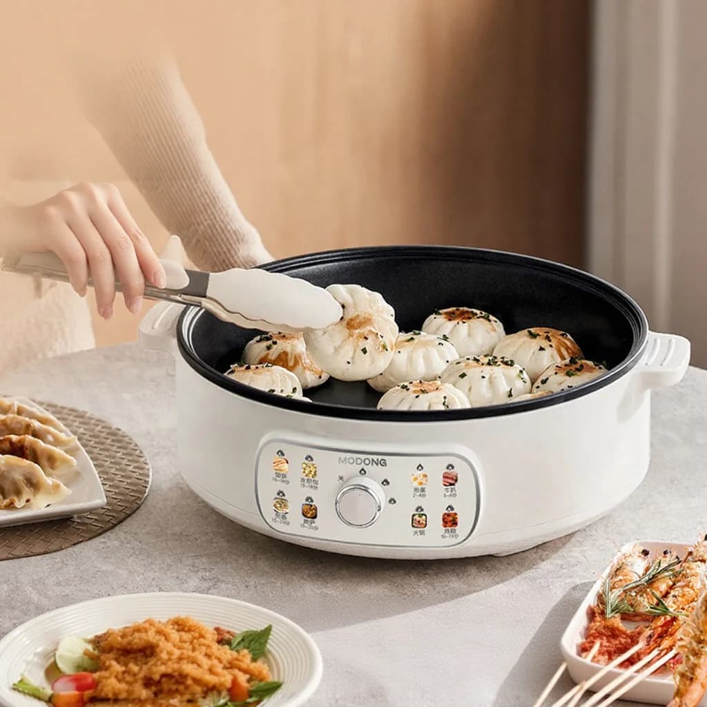 מחבת גריל חשמלית עם מכסה 1800W 3 מצבי חום Non-Stick