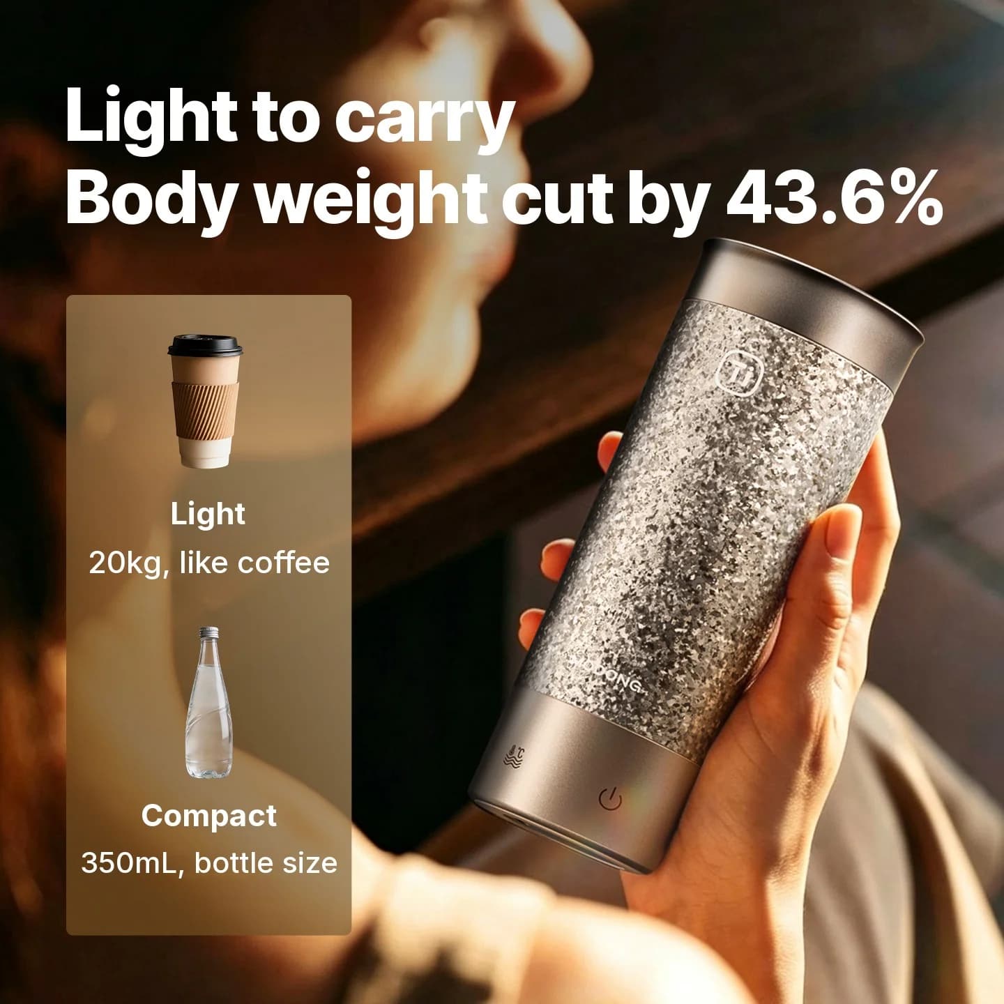 ספל נסיעות חשמלי מטיטניום 350ml עם בקרת טמפרטורה