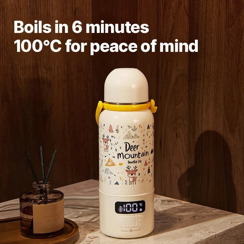 כוס חימום חשמלית ניידת עם הרתחה ל־100°C ותרמוסטט