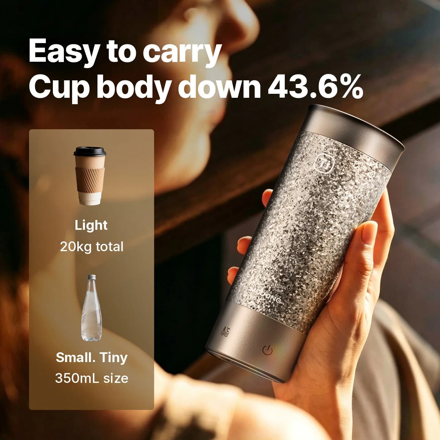 כוס חימום חשמלית טיטניום ניידת 350ml מארז מתנה