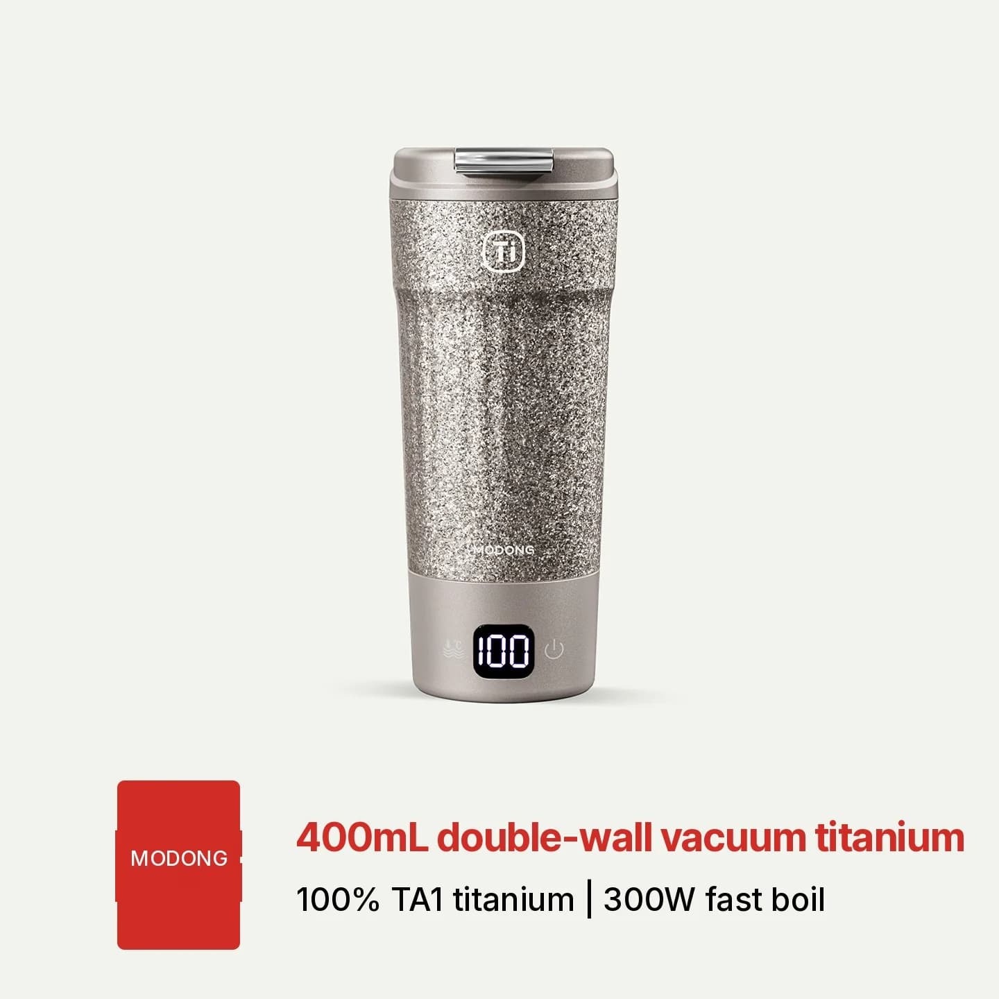 כוס חימום חשמלית ניידת מטיטניום 400ml עם תצוגת טמפרטורה