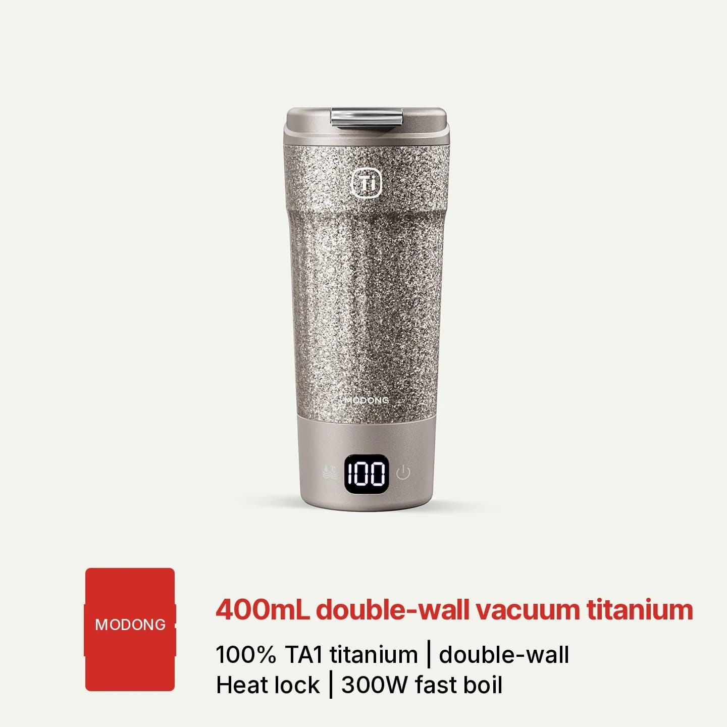 כוס טיולים חשמלית מטיטניום 400ml עם תצוגת טמפרטורה
