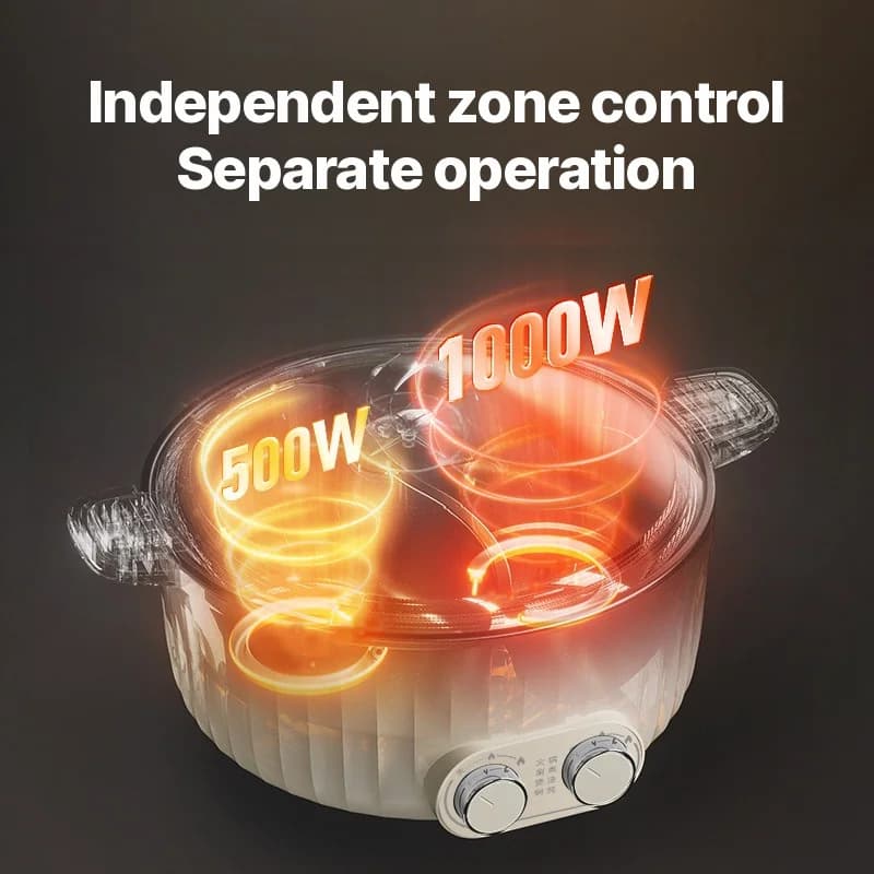 סיר חם חשמלי 7L דו-אזורי עם בקרת טמפרטורה עצמאית