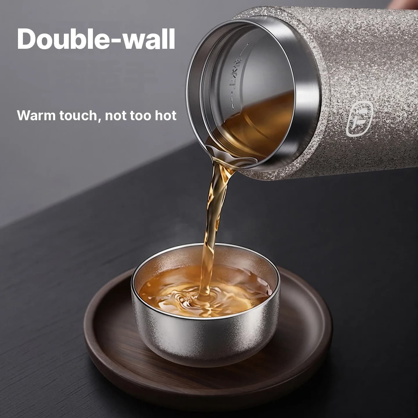 סט כוסות גונגפו לתה מטיטניום טהור 55ml בעבודת יד, גימור חלק