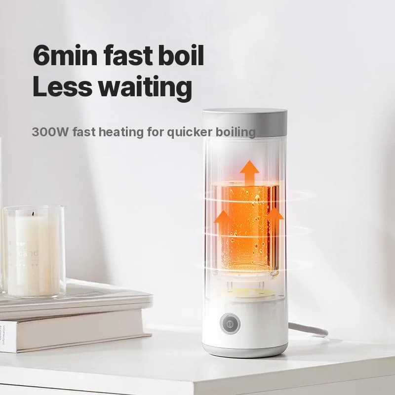 כוס חימום חשמלית ניידת למים 304 בטנה 300ml