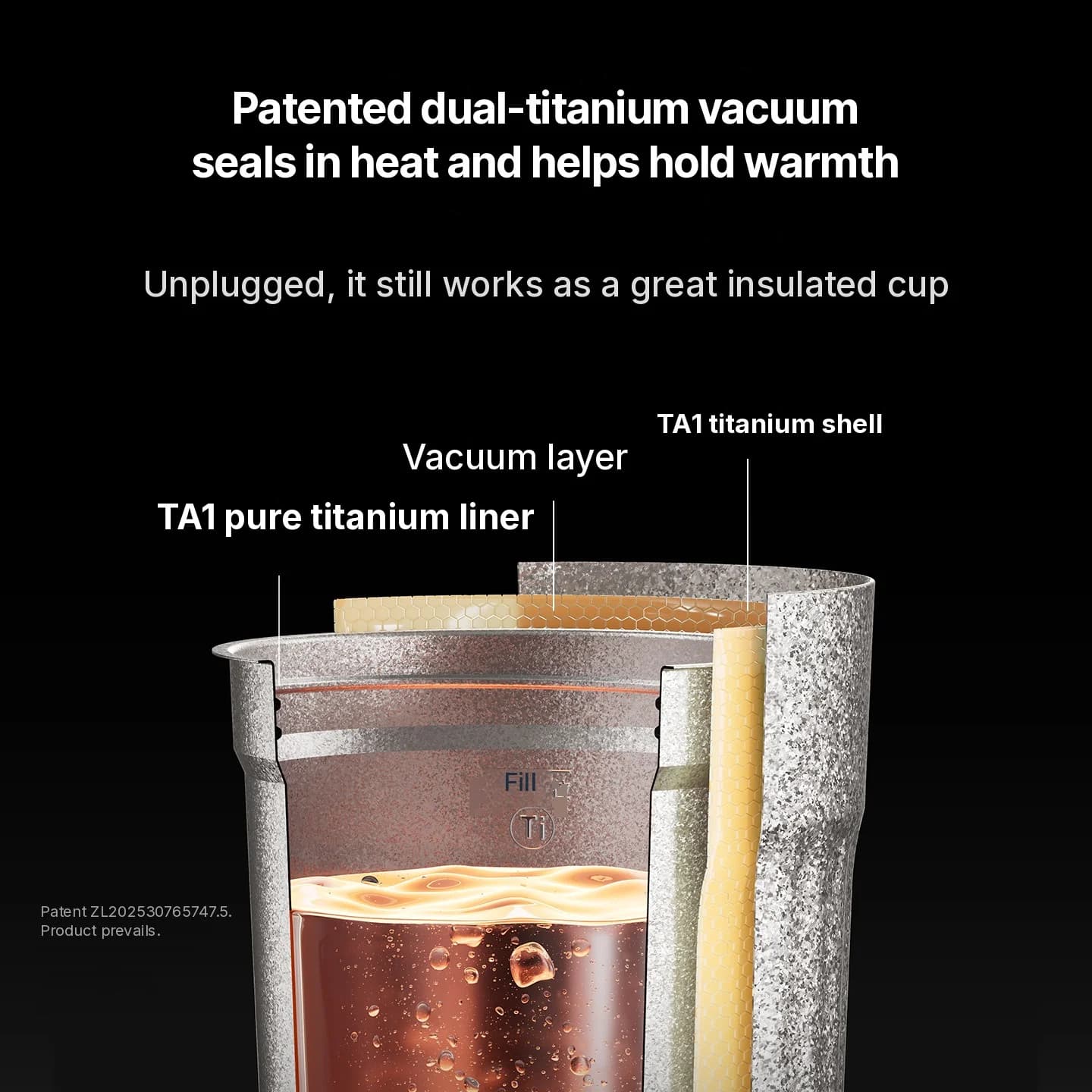 כוס חימום חשמלית ניידת מטיטניום 400ml עם תצוגת טמפרטורה