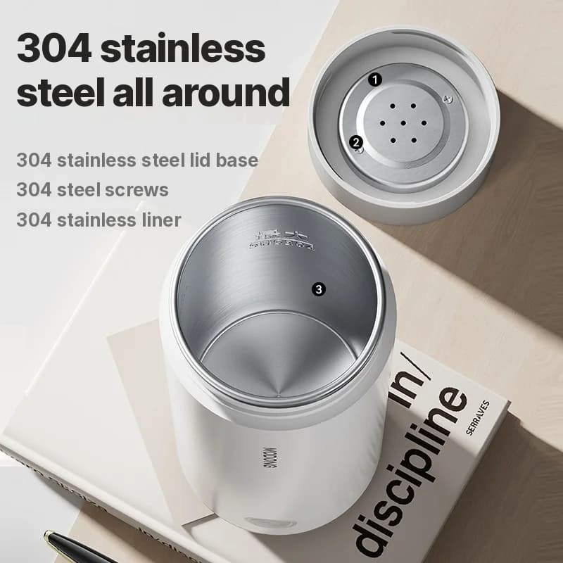 כוס חימום חשמלית ניידת 304 נירוסטה 300ml 220V