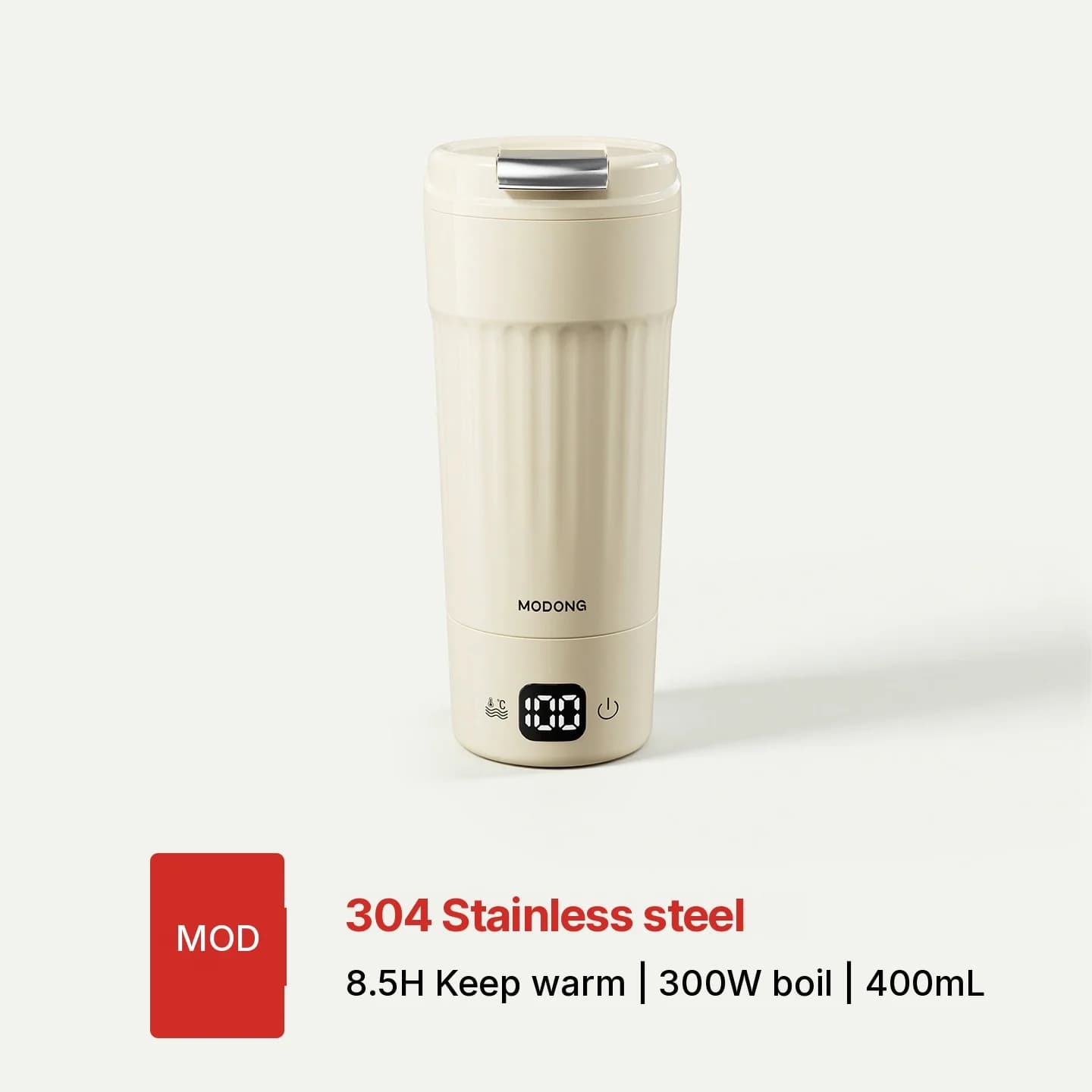 כוס חימום חשמלית ניידת, 400mL, 7 הגדרות טמפרטורה
