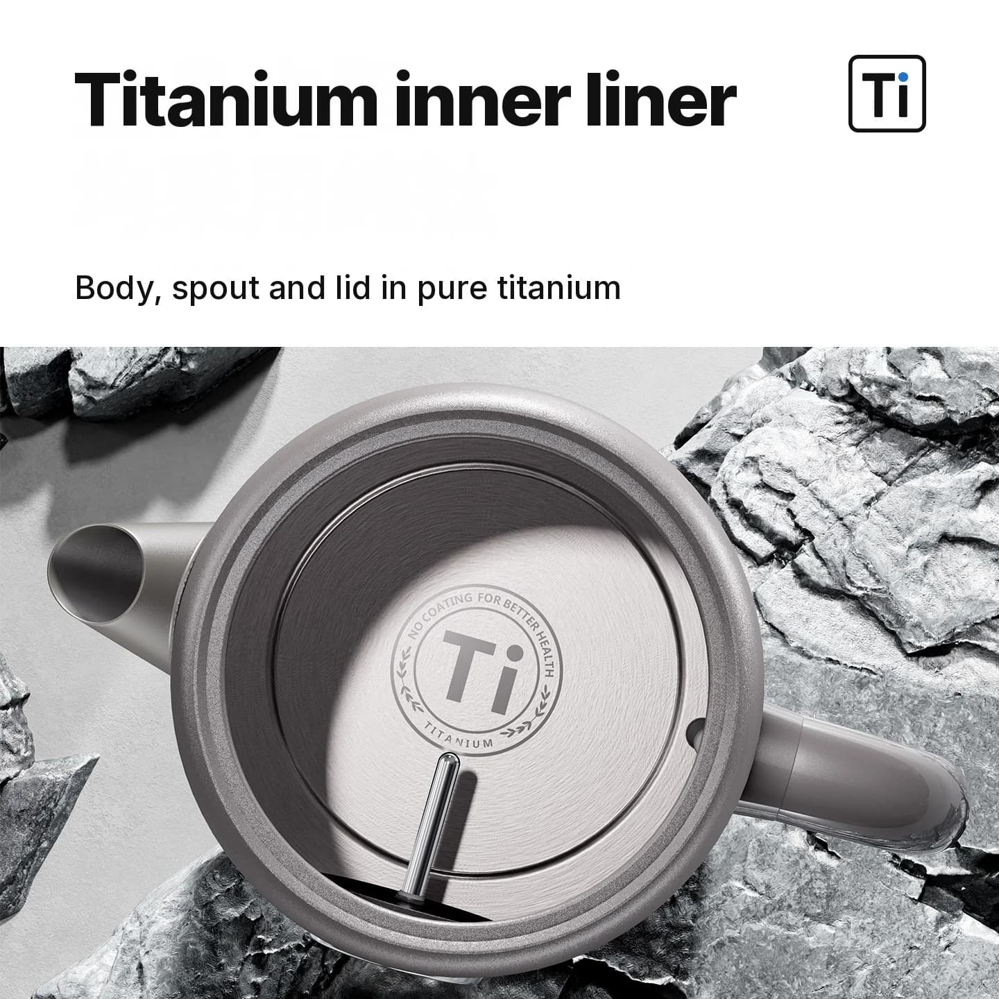 קומקום חשמלי מטיטניום טהור 1.8L עם תצוגת טמפרטורה