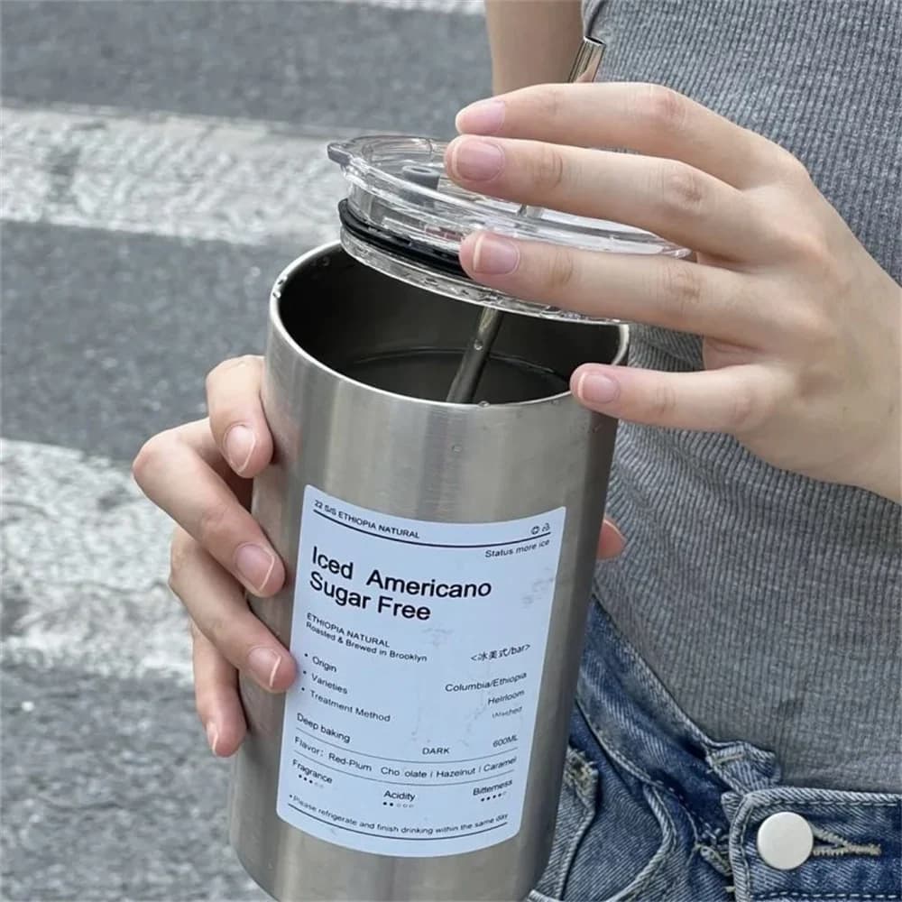 כוס תרמוס עם קש 600ml