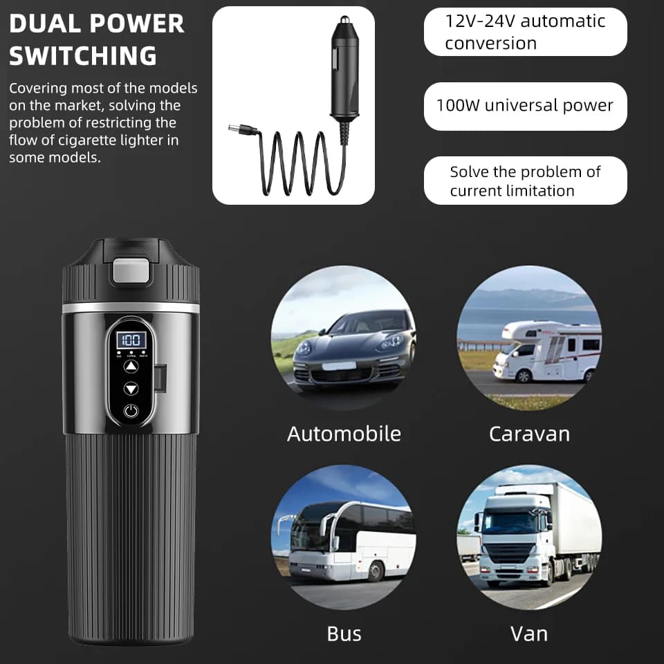 ספל חימום חשמלי 500ml 12V/24V