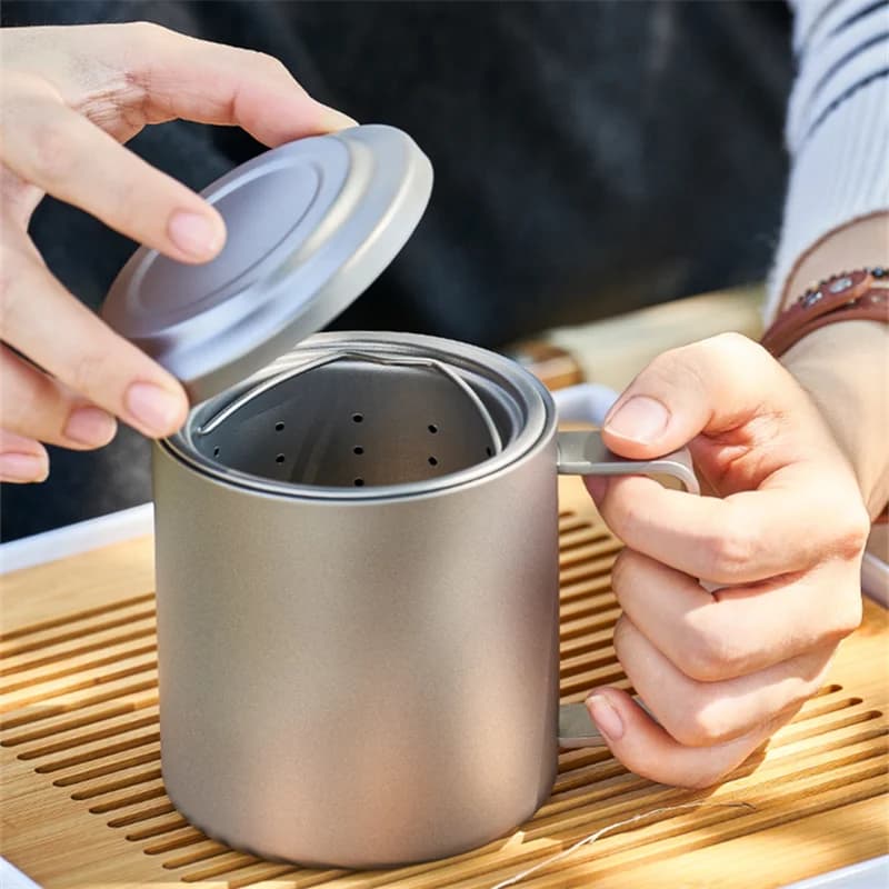 ספל חליטת תה מטיטניום טהור 450ml