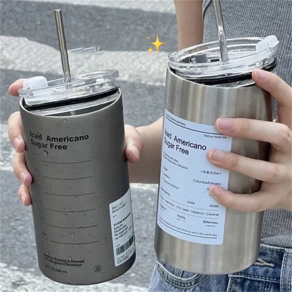 כוס תרמוס עם קש 600ml