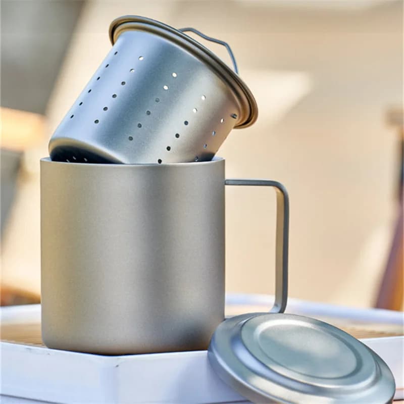 ספל חליטת תה מטיטניום טהור 450ml